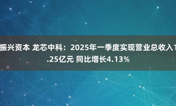 振兴资本 龙芯中科：2025年一季度实现营业总收入1.25亿元 同比增长4.13%